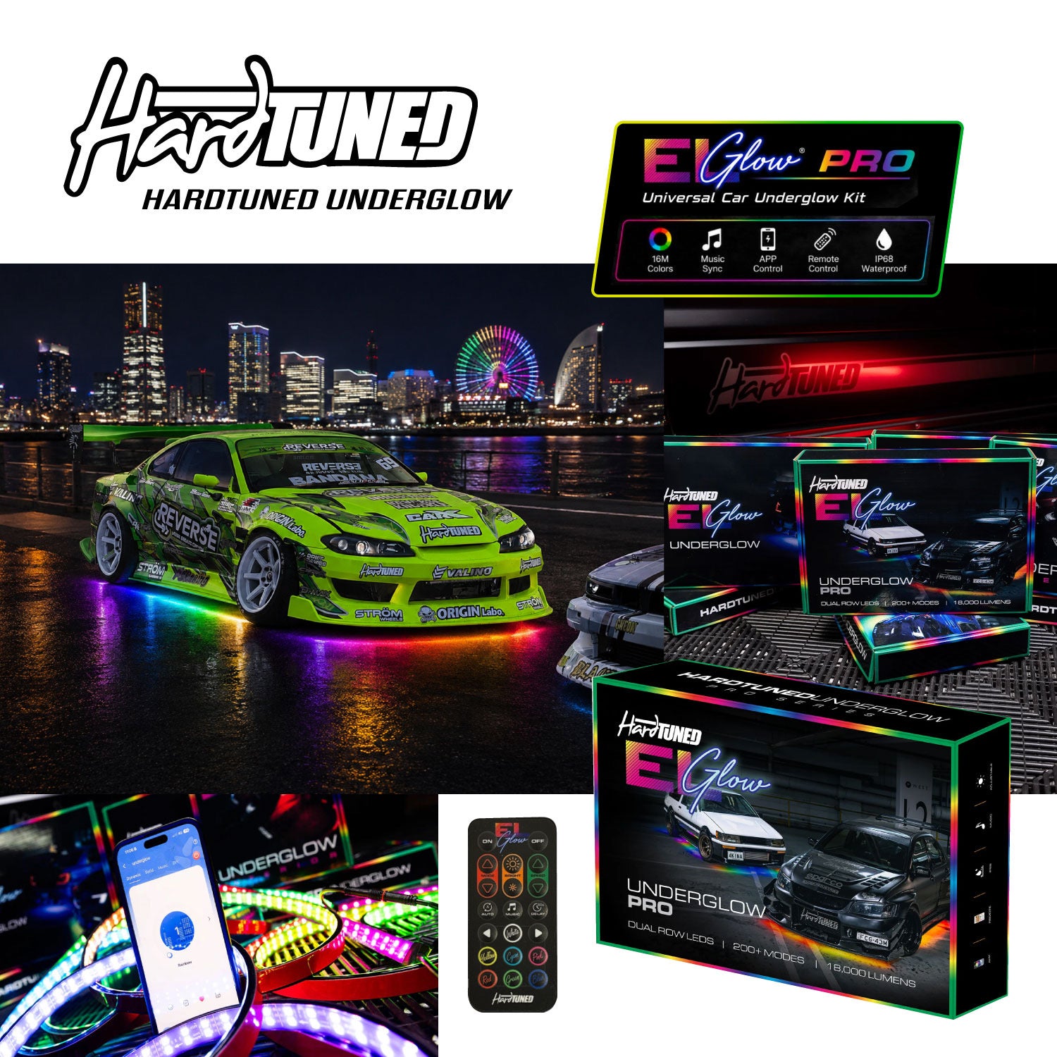 Hard TUNED ELGlow® PRO Edition Universal Car Underglow Kit