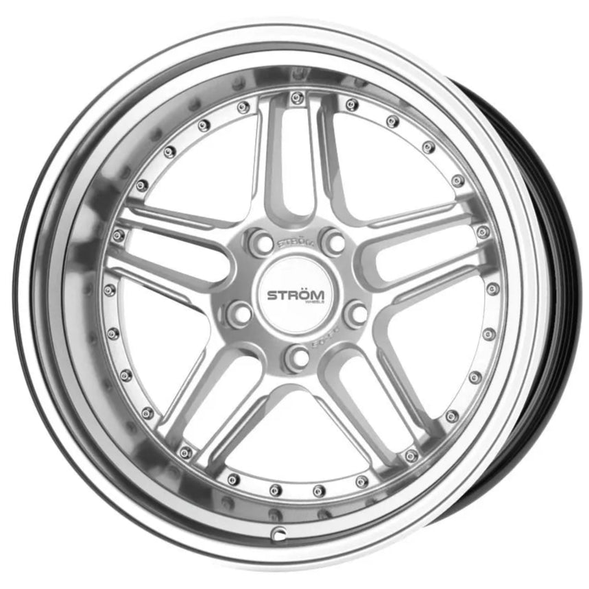 STRÖM DS-05 18x9+33 5H 114.3 CB73.1 Hyper Silver / Machined (Silver Rivets)